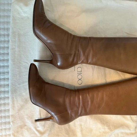 Jimmy Choo Tan Heeled Boots - Picture 2 of 3